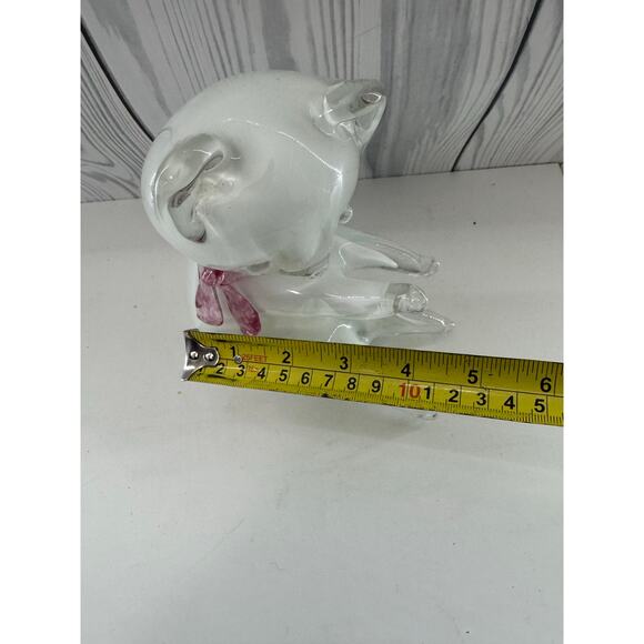 RARE Vintage Murano Cenedese Art Glass White Cat w Pink Scarf Glass Figurine - Picture 9 of 9